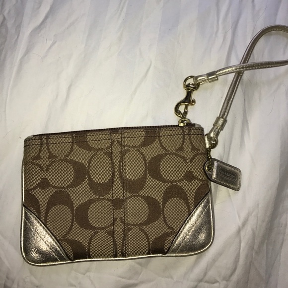 Coach Gold Wristlet - Picture 1 of 3