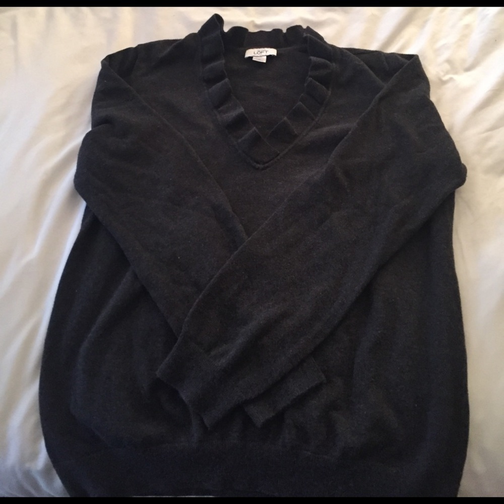 Charcoal ruffle neck sweater