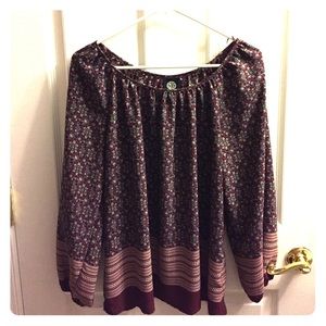 Bobeau Floral Long-sleeved Blouse