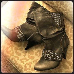 Naughty Monkey Slouchy Grey Metal Boots