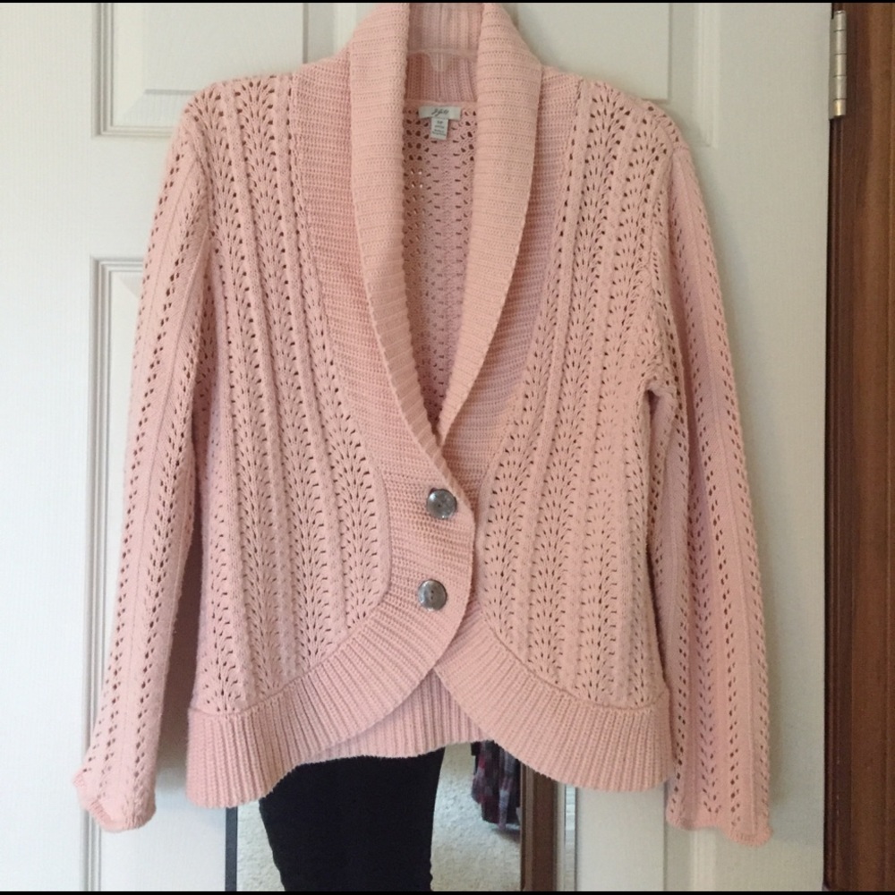 J.Jill Pink v-neck sweater with collar