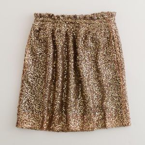 J. Crew Gold Sequin Mesh Mini Bell Skirt ☀️