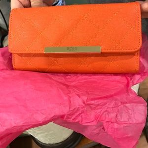 BCBG orange wallet