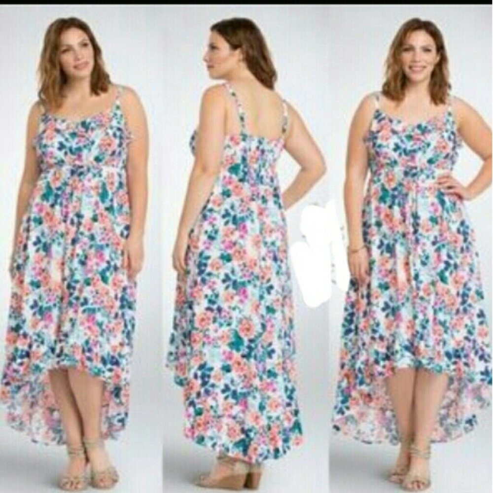 Torrid Floral hi lo ruffle dress
