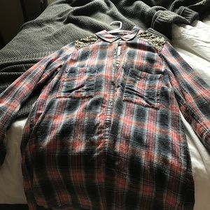 Free People sequin button down