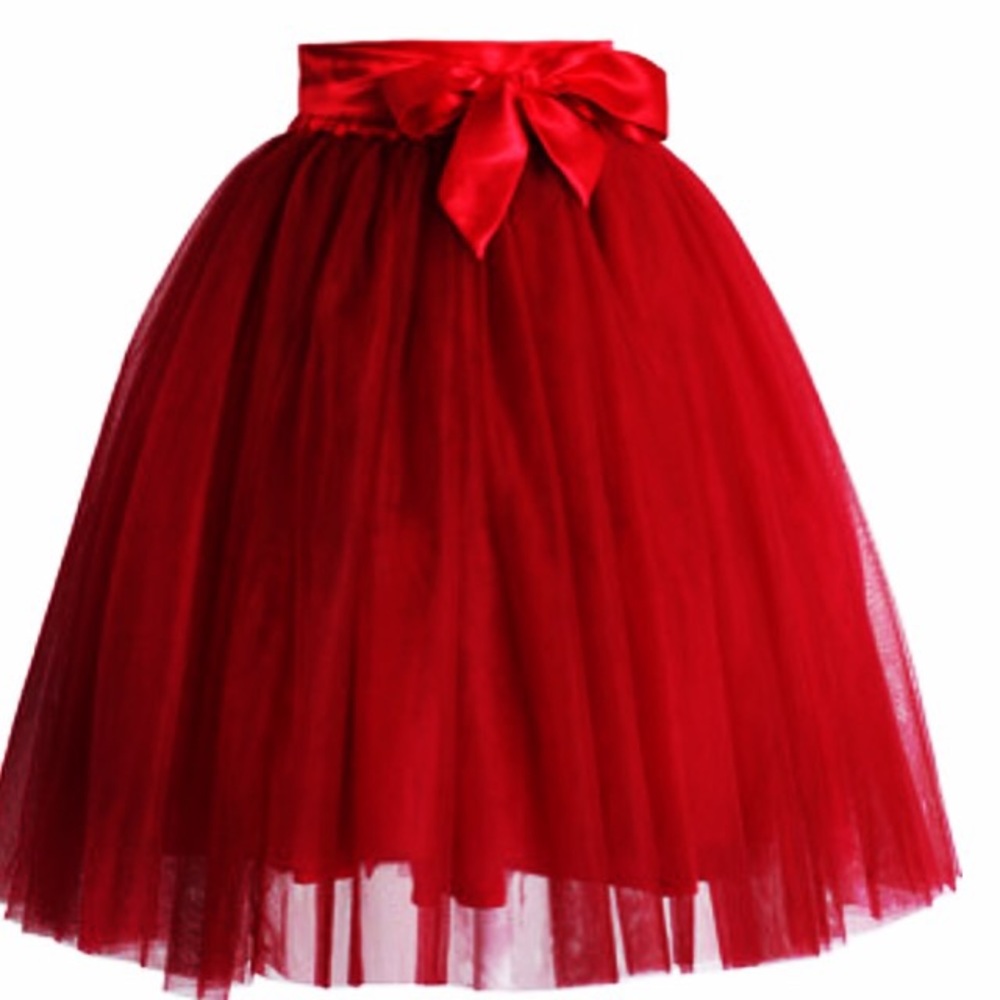 Red Satin Bet Tulle Skirt