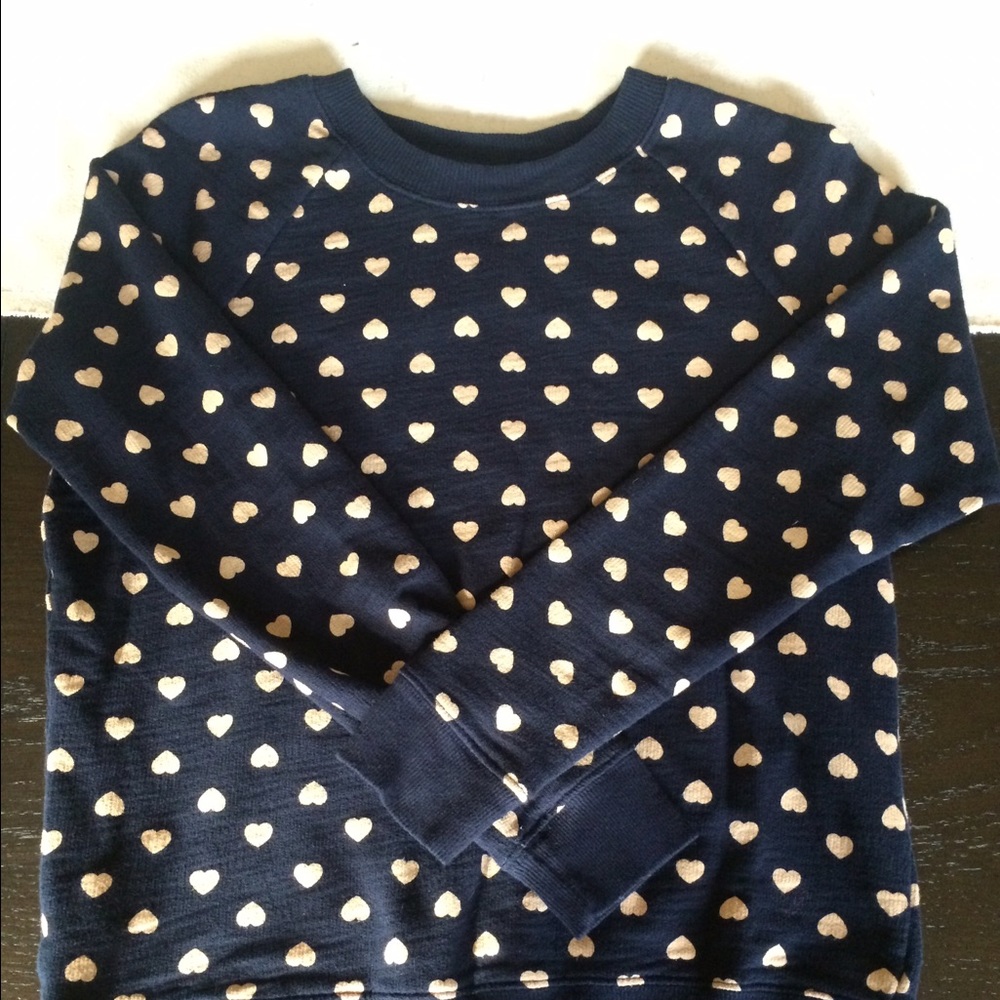 Navy sweatshirt with gold hearts