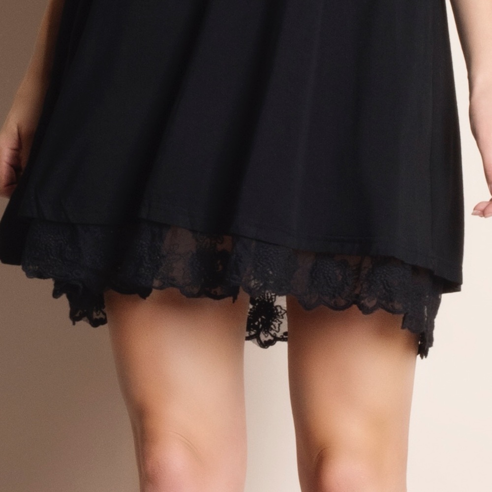 Lace Hem Tie Back Little Black Dress - Picture 4 of 4