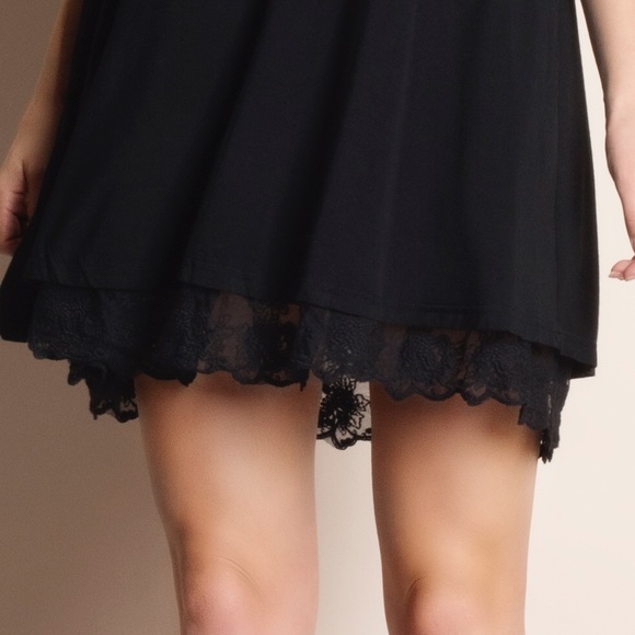 Lace Hem Tie Back Little Black Dress - Picture 4 of 4