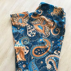 LuLaRoe orange and blue paisley leggings