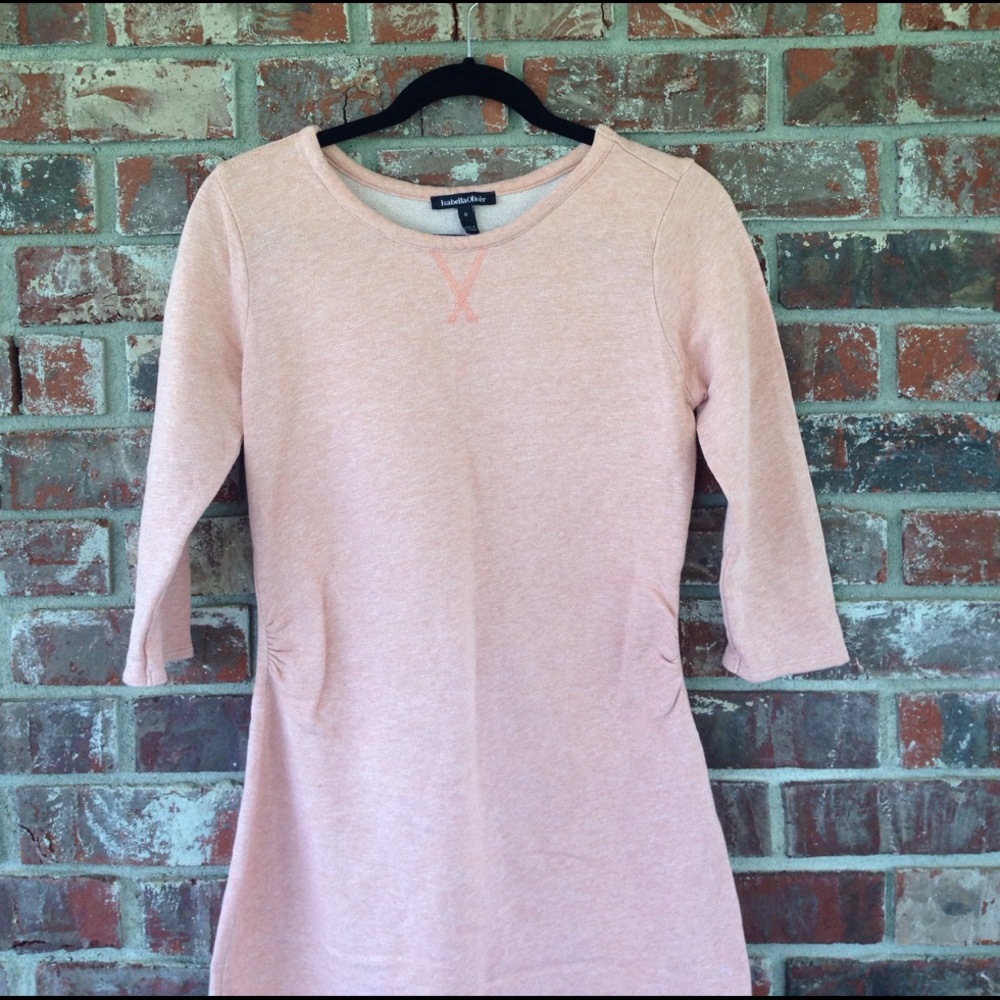 Marled peach maternity terry dress.