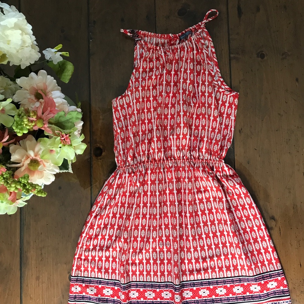 Orange and Blue Halter Dress