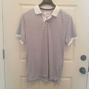 Men's navy and white striped polo shirt NWT