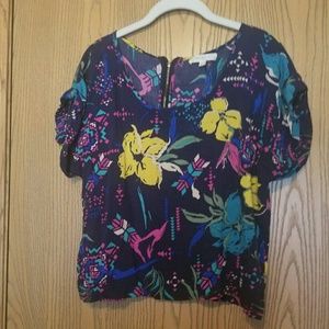 Navy floral boxy style top