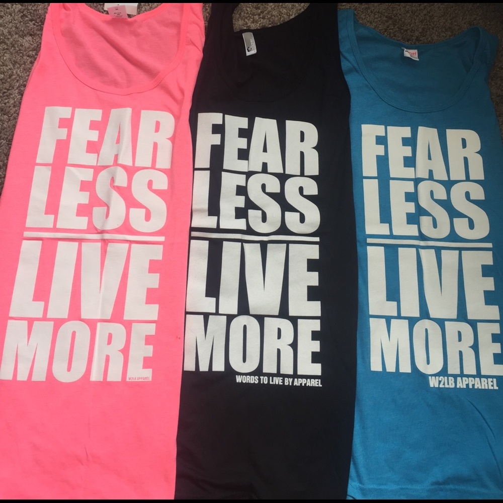 FEAR LESS LIVE MORE UNISEX TANKTOPS!!💙💓⚫️