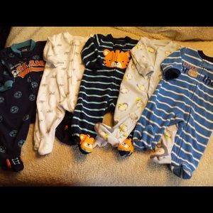 Baby Boy cozy zip up fleece sleepers pajamas 0-3