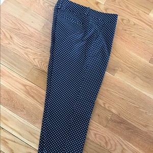 Ann Taylor blue and white polka dot cropped pants