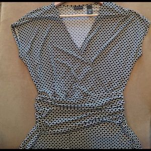 Black and White print wrap top