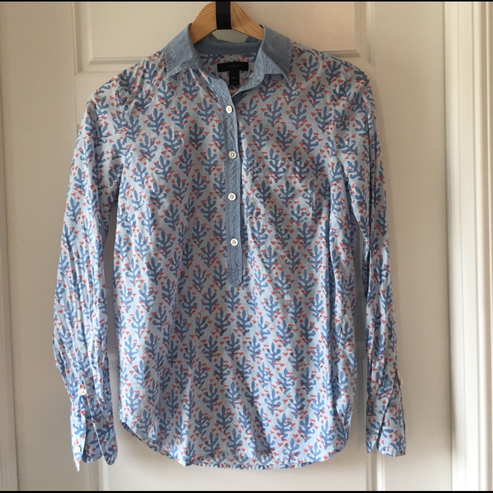 J Crew half button up blouse
