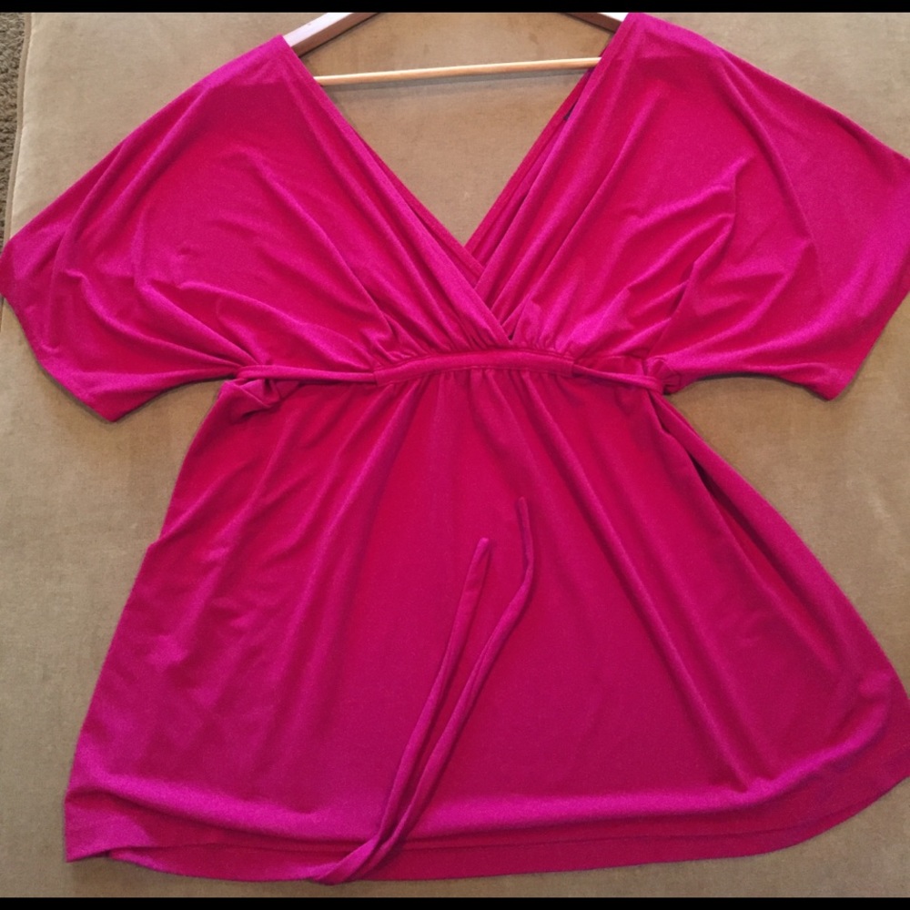 Magenta Deep V Tie back top