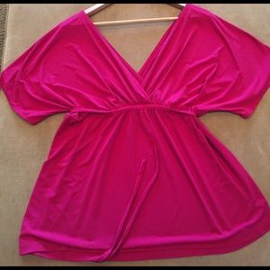 Magenta Deep V Tie back top