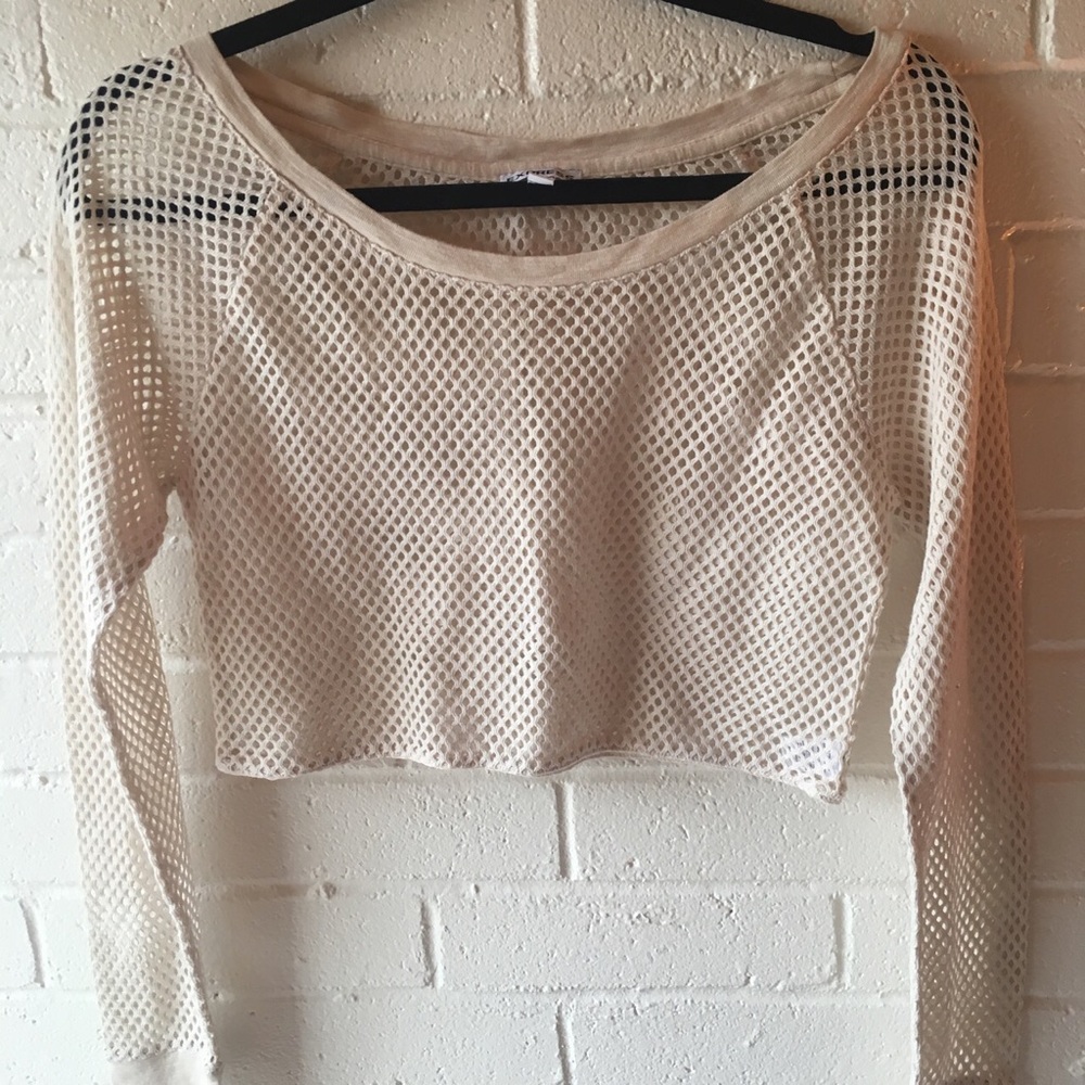 Mesh long-sleeve Express crop top