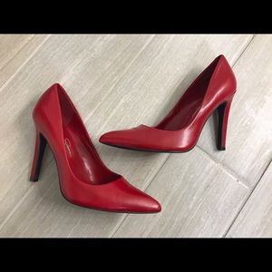 Red leather Jessica Simpson heels