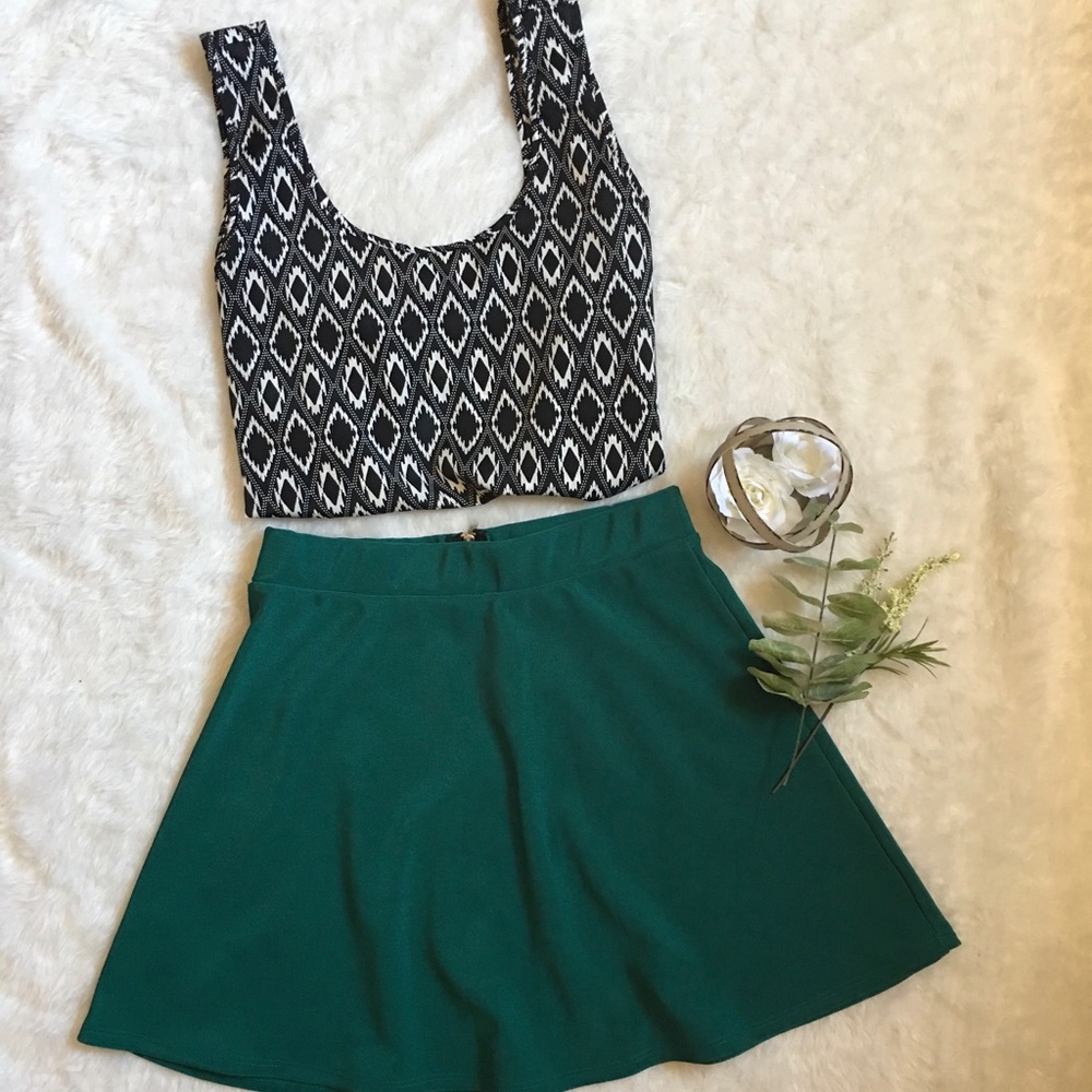 Emerald green skater skirt