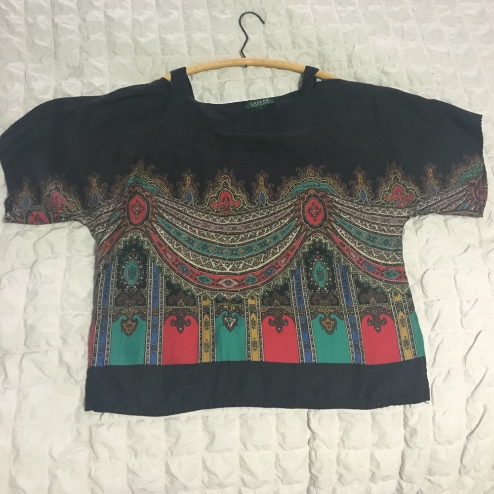 Ralph Lauren Silk Open Shoulder Blouse. Size 4