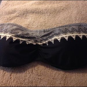 Athleta bandeau black and white bikini top.