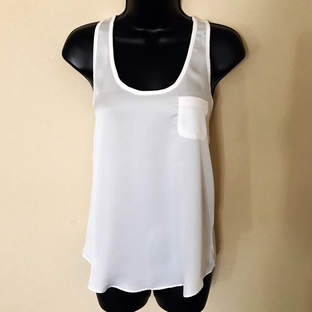Silk Plain White Tank Top