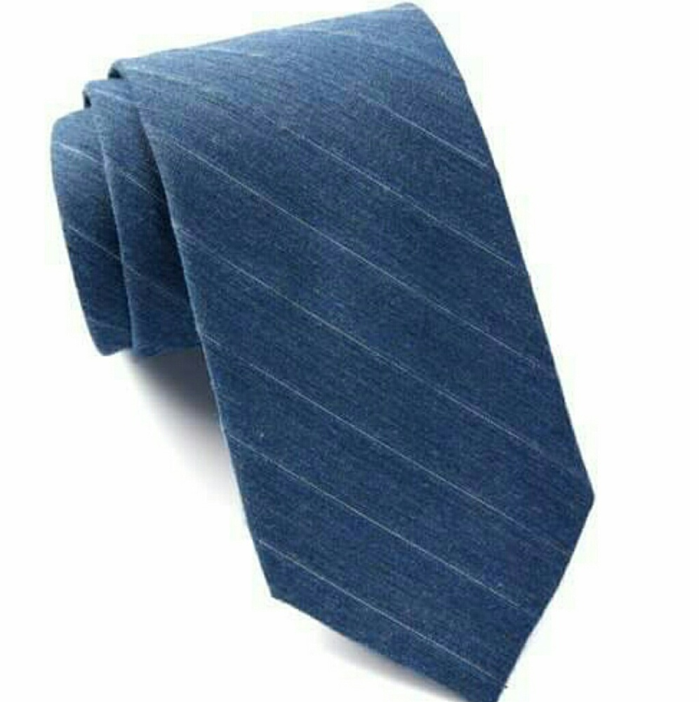 CALVIN KLEIN DENIM METALLIC STRIPE TIE