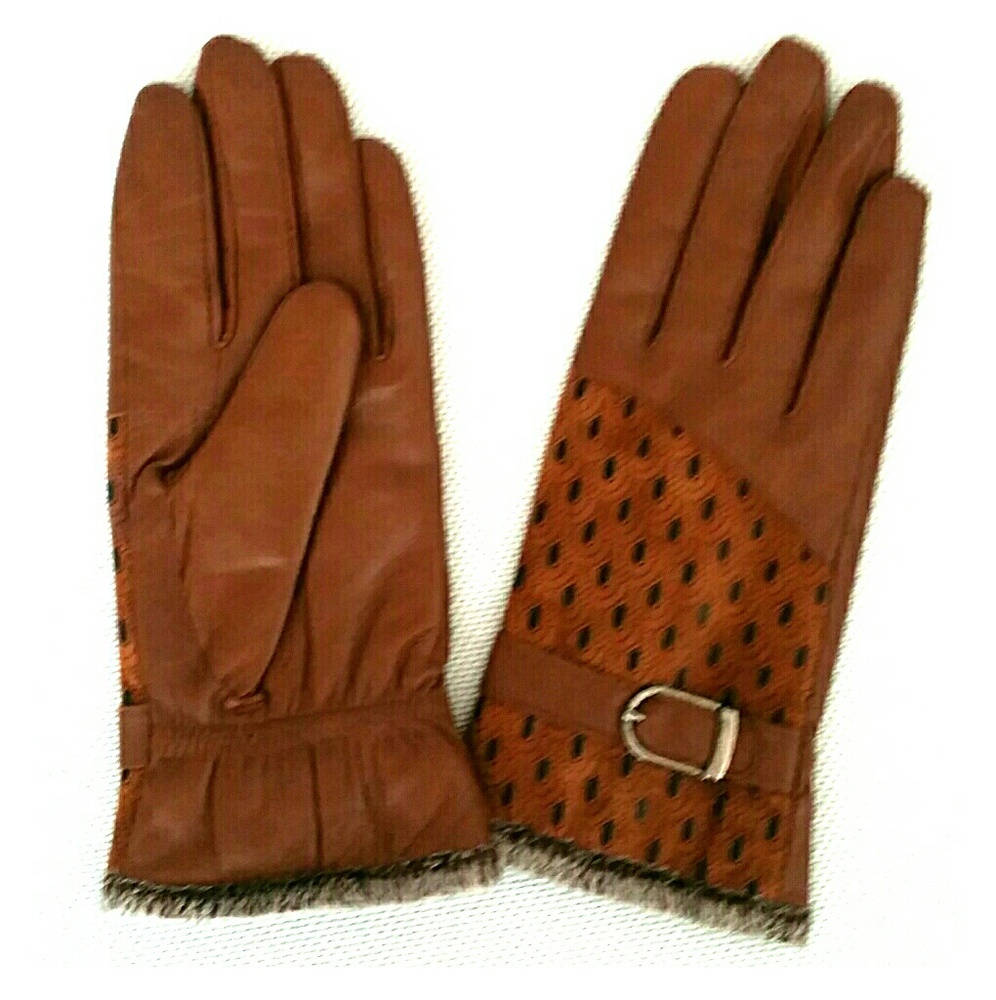 Brown/DK Mustard Inner Fur Gloves