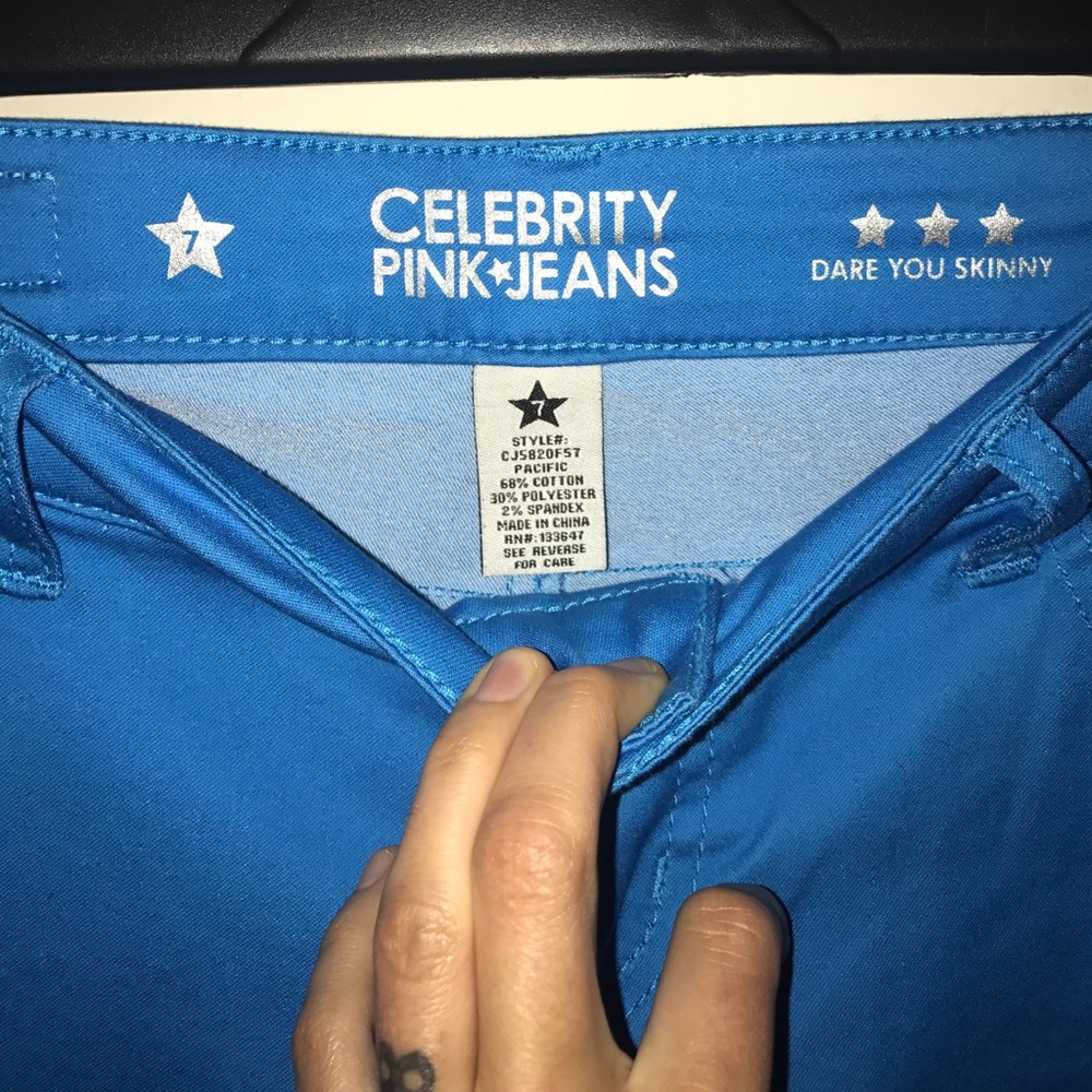 NWT MACY's Celebrity Pink Blue Skinny Soft Jeans 7