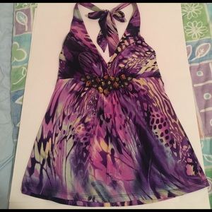 EXOTIC RHINESTONE HALTER TOP💜💖SALE