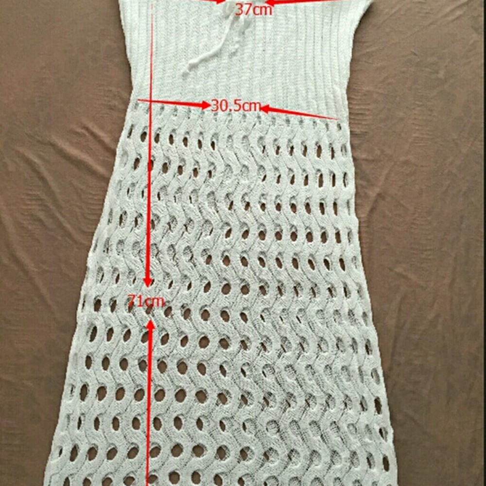 Beach cover up Hollow Crochet Lace Dress Women Bea - Picture 2 of 4