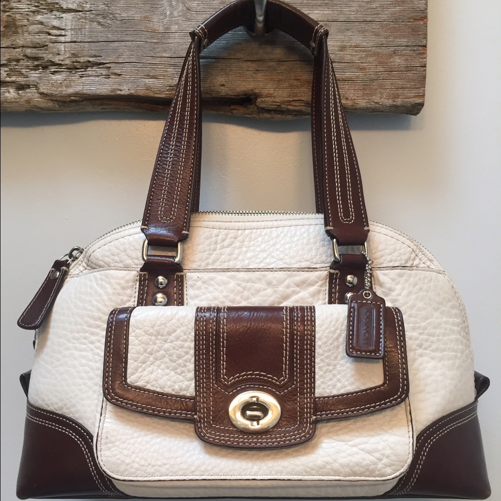 Beige and Brown Coach Purse