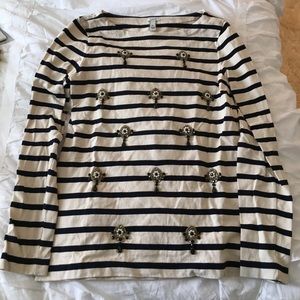 J. Crew XS Cream & Navy Stripe Sweater