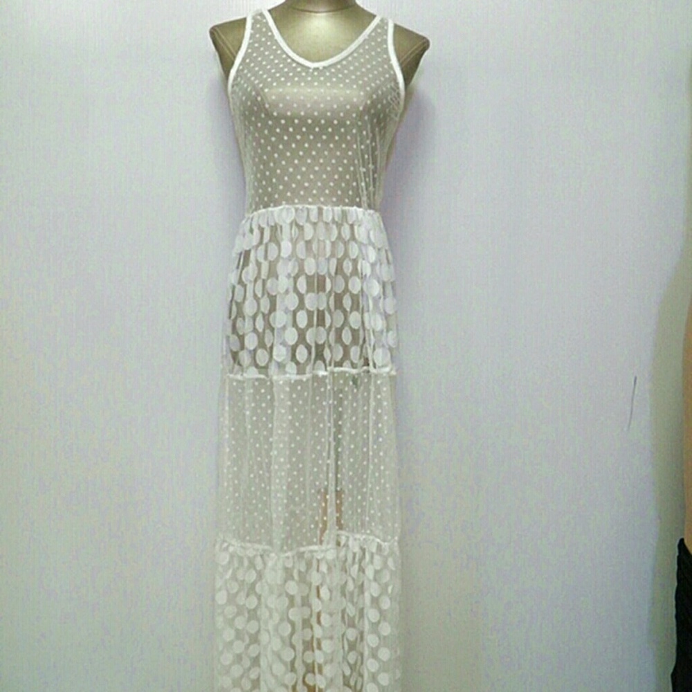 Beach dress Lace Crochet Chiffon Dress Summer Beac - Picture 3 of 4