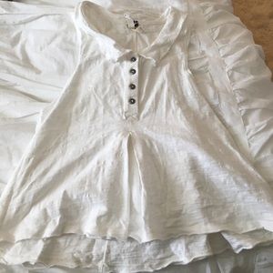 Free People Collared White Tank Top