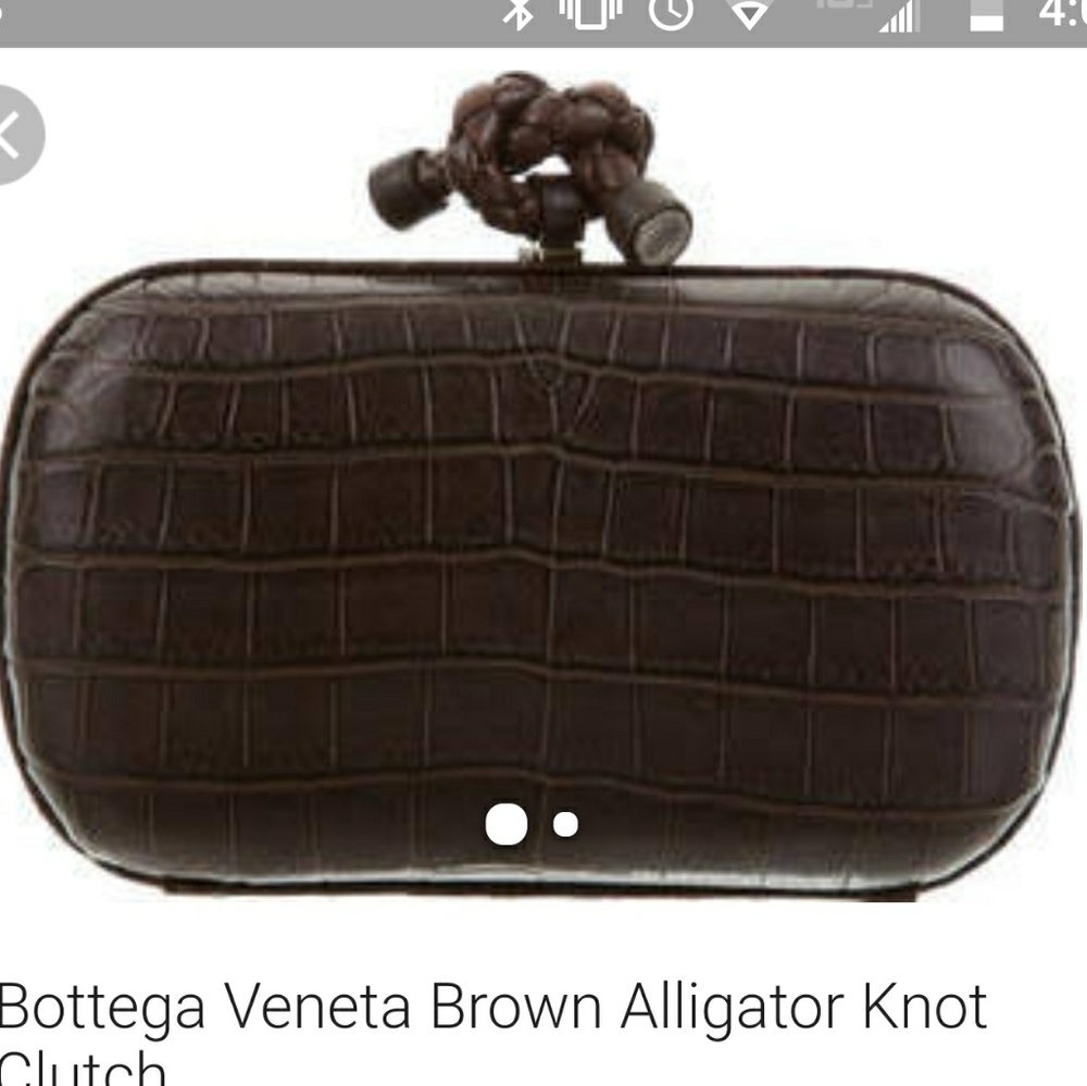 Bottega Veneta brown alligator clutch, knot