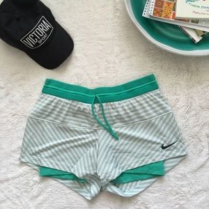 Nike mint teal dri fit striped shorts spandex M