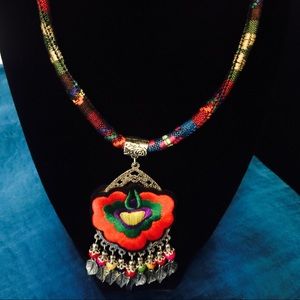 Ethnic stylish handmade colored necklace