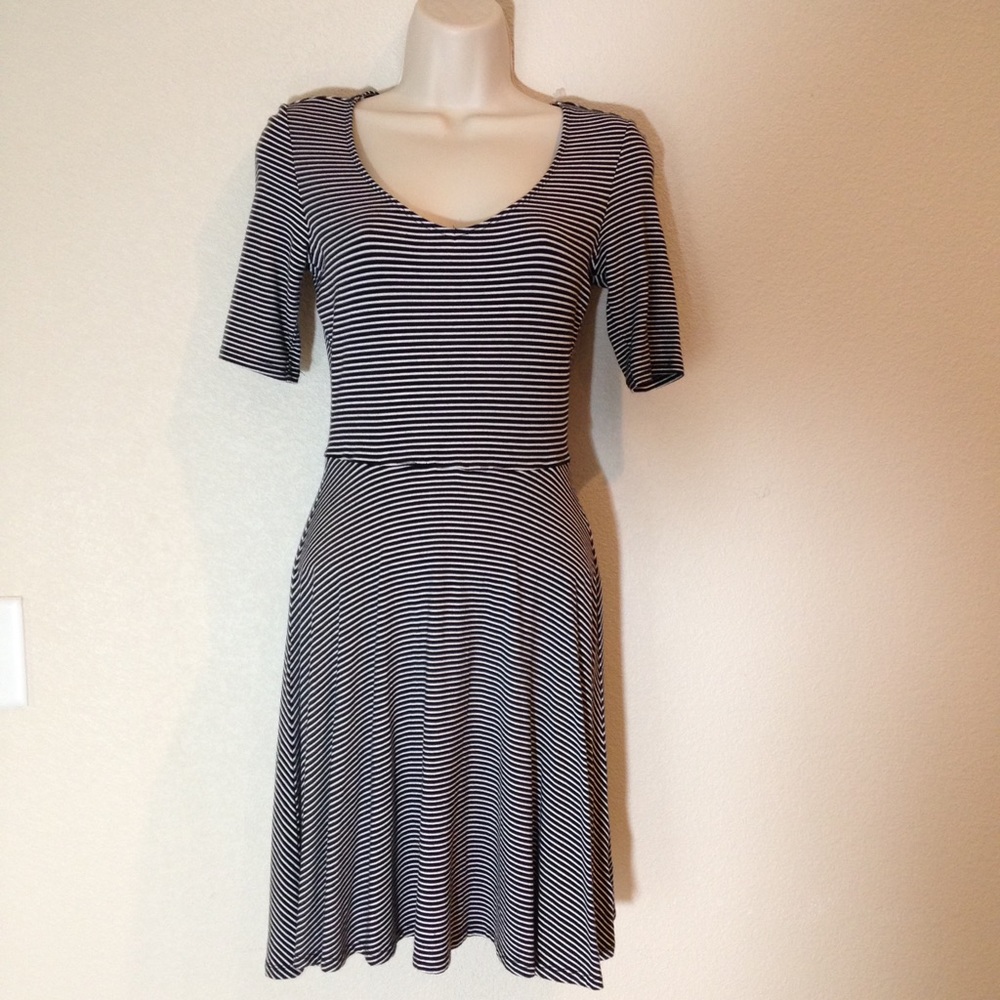 Decree, black & white striped skater dress, junior