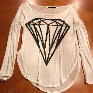 White flowy long sleeve shirt