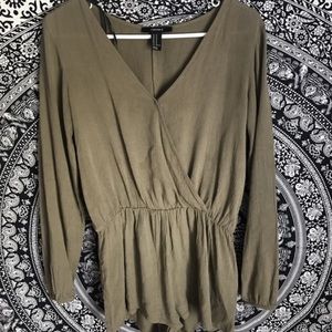 Army green flowy romper