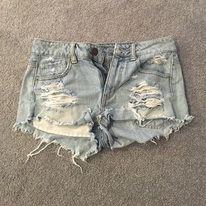 High waisted jean shorts.