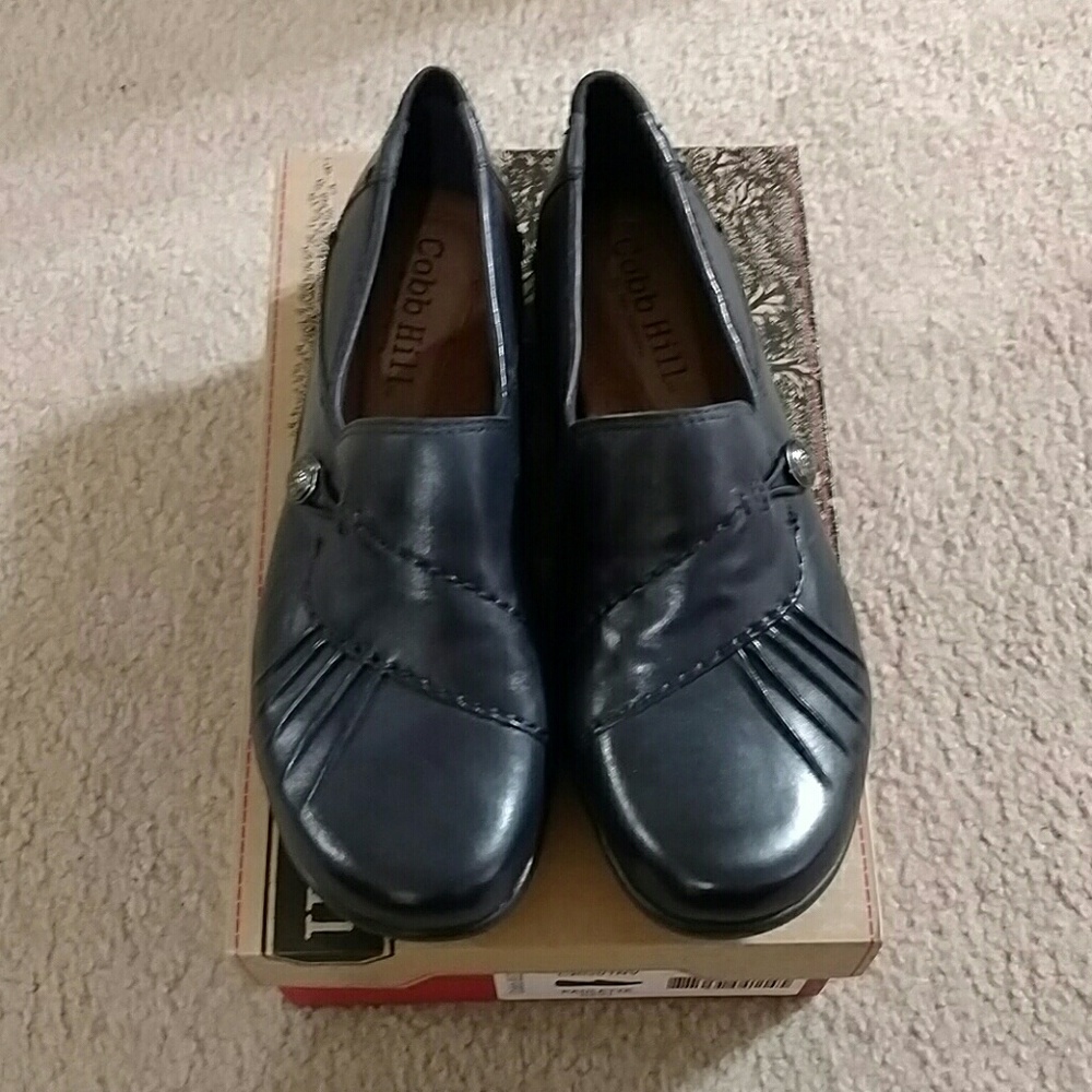 Paulette navy slip on