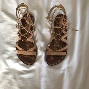 Sam Edelman Gemma  Suede Flat Lace-Up Sandal