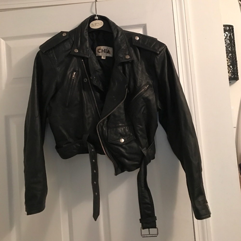 BLACK LEATHER BIKER JACKET